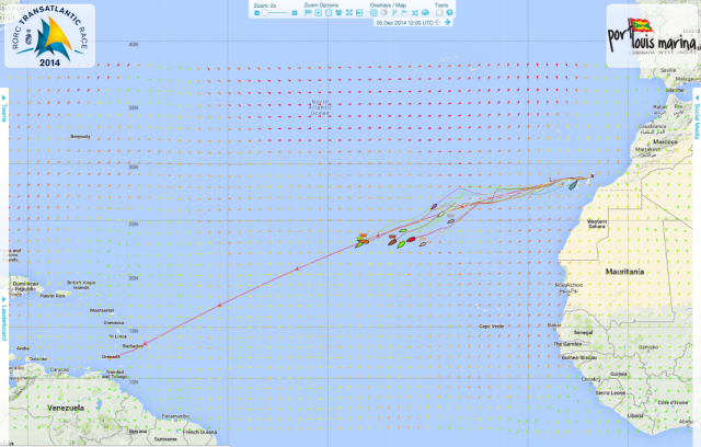 The position of the fleet at 1215 on Friday 5th December 2014