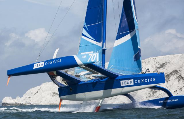 MOD 70, Concise 10 flying around the Isle of Wight - photo Mark Lloyd