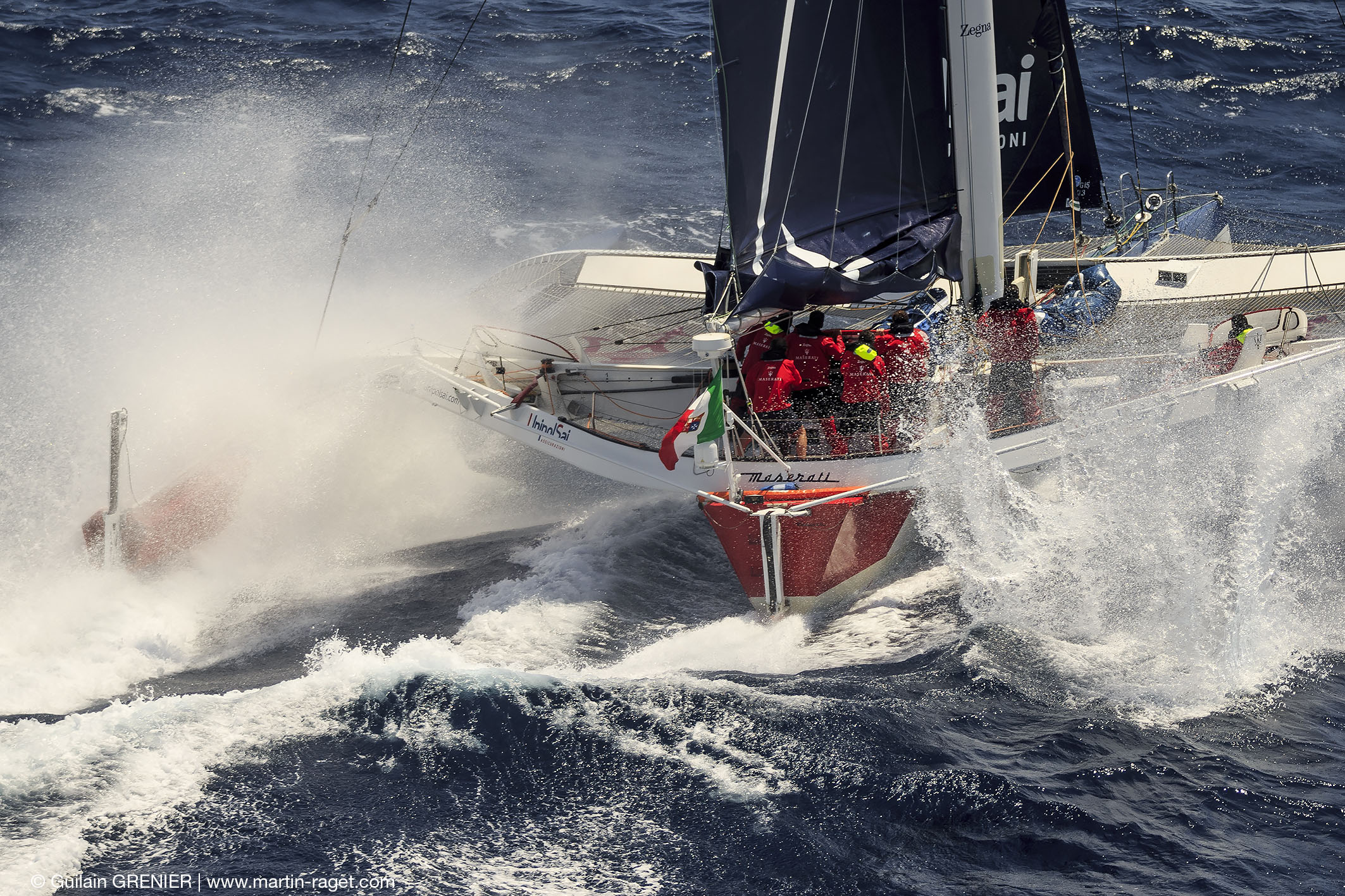 First time across the Atlantic with the new foils for Giovanni Soldini's MOD70, Maserati  © Guilain Grenier/www.martin-raget.com
