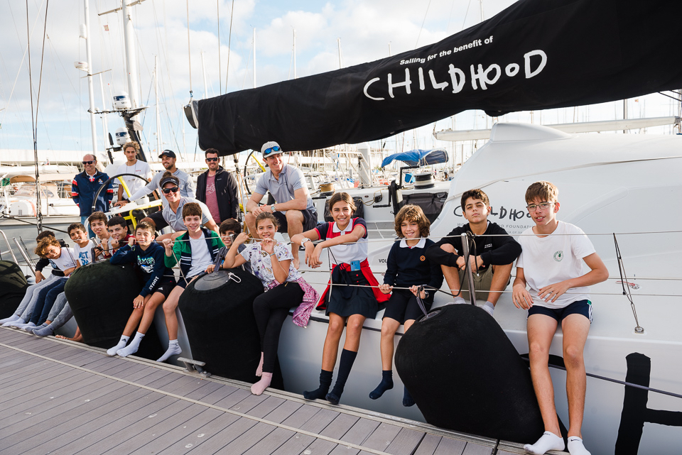 Sailing school children from Arrecife's RCNA enjoyed a tour of Volvo 65 Childhood I, who are promoting the World Childhood Foundation for the protection of chidren worldwide © RORC