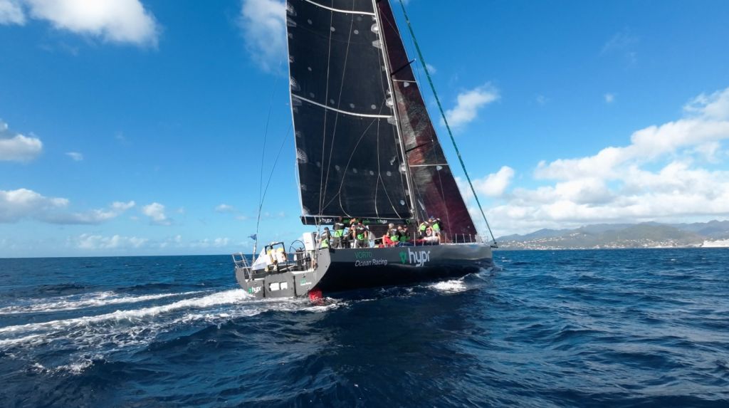 Fifth Maxi to finish the RORC Transatlantic Race - The Volvo 70 HYPR (ESP) skippered by Jens Lindner included 5 professional and 11 corinthian crew, including the youngest in the race - 18-year-old Filip Henriksson © Louay Habib/RORC