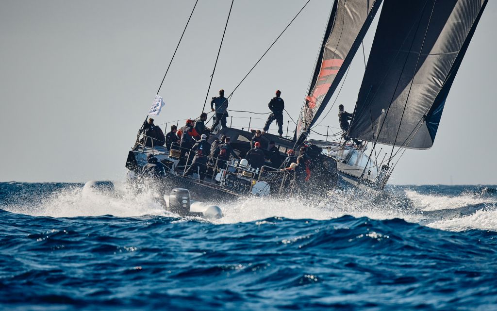 Comanche has crossed the finish line of the 2022 RORC Transatlantic Race, setting a new monohull record © RORC/James Mitchell