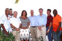 Left to right: Danny Donelan, Asst. Mgr., Camper Nicolson Port Louis Marina; Glynn Thomas, Mgr., Camper Nicholson Port Louis Marina; John Burnie, RORC Marketing & Sponsorship Consultant; Minister Alexandra Otway-Noel, Minister for Tourism, Civil Aviation and Culture; Nick Elliott, RORC Racing Mgr.; Andrew McIrvine, Admiral of RORC and Secretary General of the International Maxi Association ( RORC Race Partners); Mark Scott, Director of Development, Peter de Savary Group; and Mr. Rudy Grant, CEO, Grenada Tourism Authority