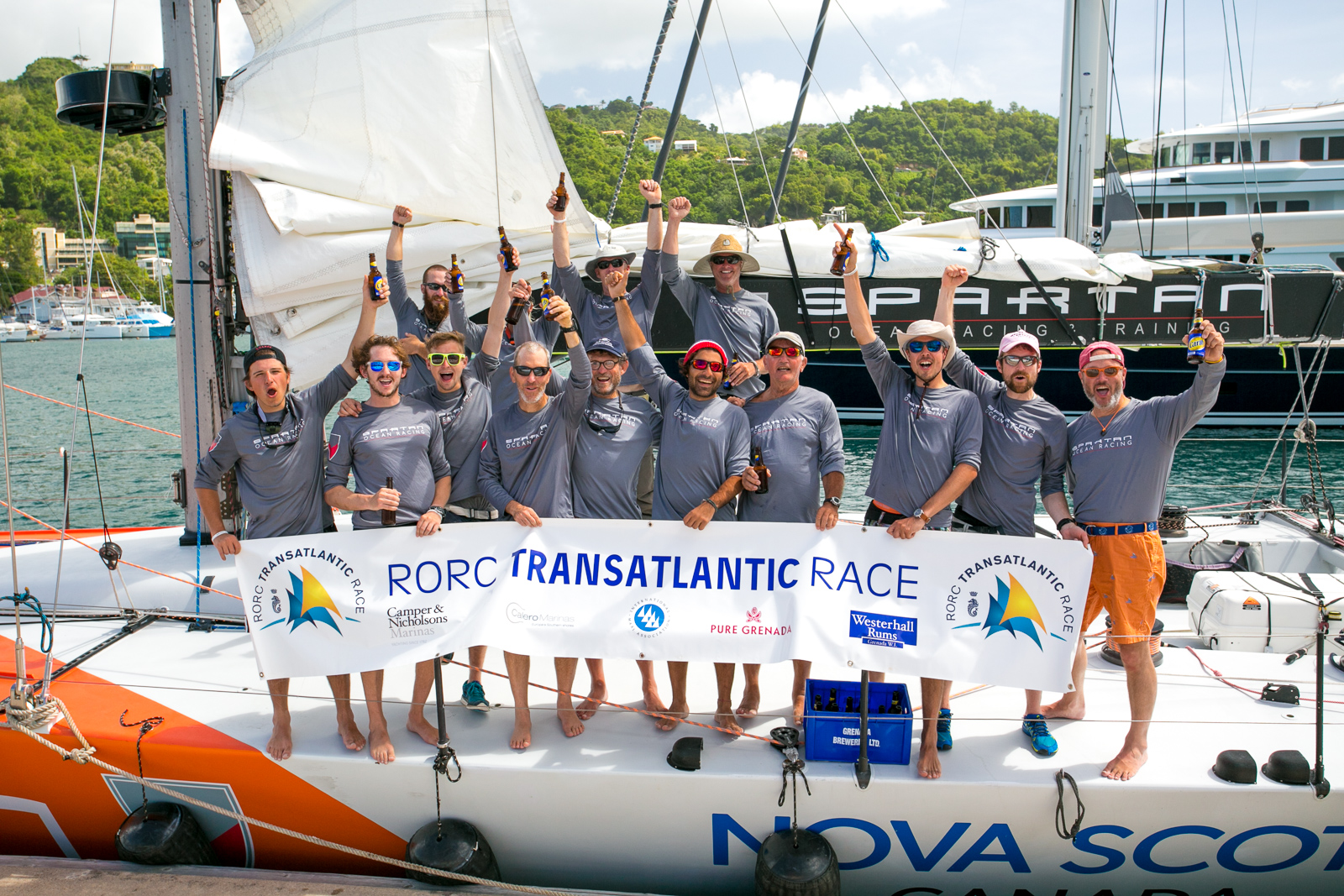 What an achievement. "We've crossed the Atlantic!" Cheers on the dock as the crew of the Nova Scotia-Based sail training vessel, Challenger complete the RORC Transatlantic Race from Lanzarote to Grenada in 18 days © RORC/Arthur Daniel