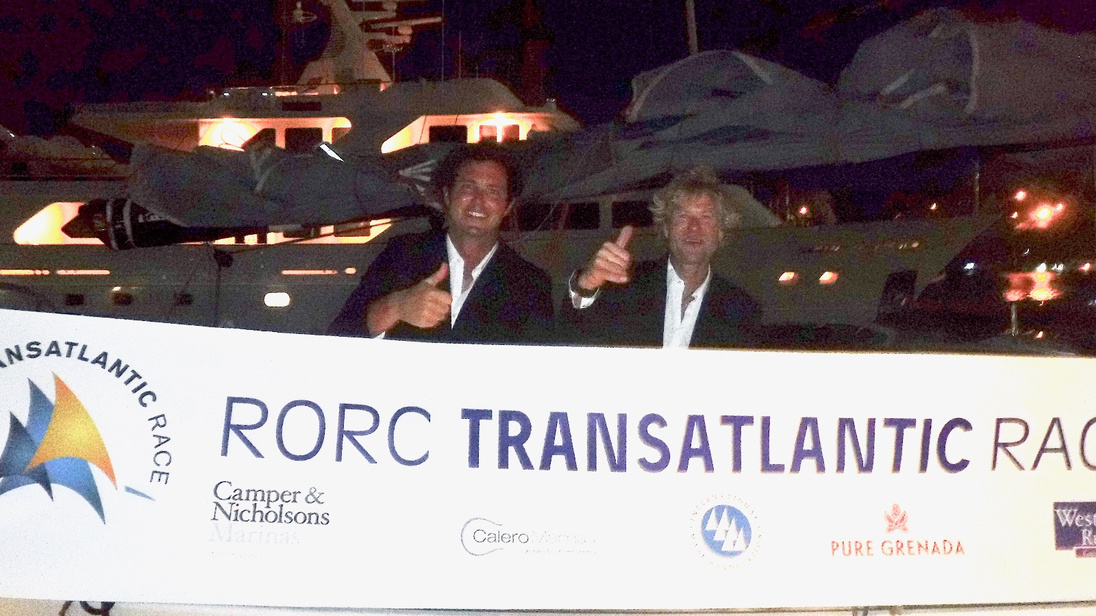 James Heald and Ben Harris give the RORC Transatlantic Race 2016 the thumbs up. Photo: RORC/Louay Habib
