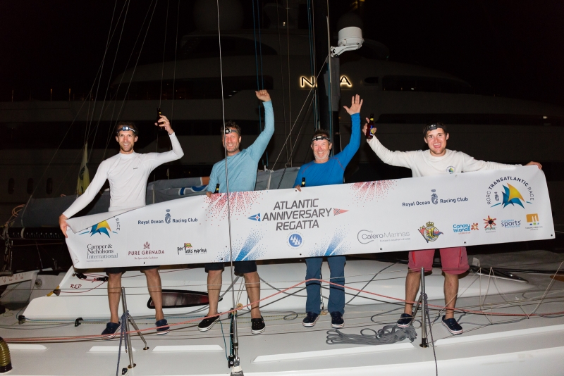 Mathias Mueller von Blumencron's German Class40 RED win the Class40 Division of the RORC Transatlantic Race with crew Hans-Christoph Brumberg, Felix Mueller and VolkerRiechers © RORC/Arthur Daniel