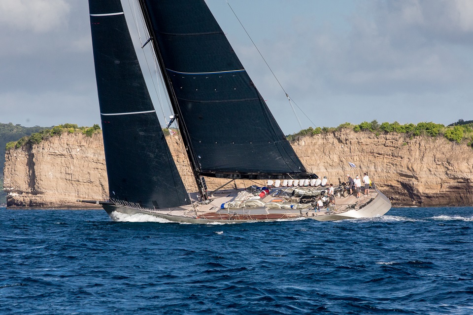 Dark Shadow approaching the finish line at Camper & Nicholsons Port Louis Marina, Grenada - Photo © RORC / Arthur Daniel