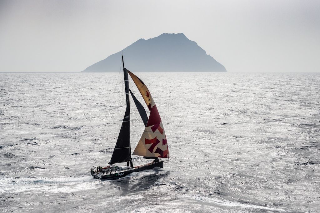 HYPR embarks on her rounding of the volcanic island of Stromboli in the recent Rolex Middle Sea Race © ROLEX/Kurt Arrigo