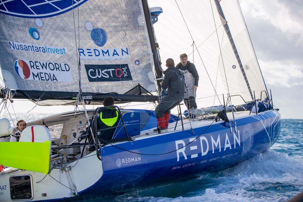 Antoine Carpentier and team on the Class40 Redman have resolved their starboard rudder problem © James Mitchell/RORC