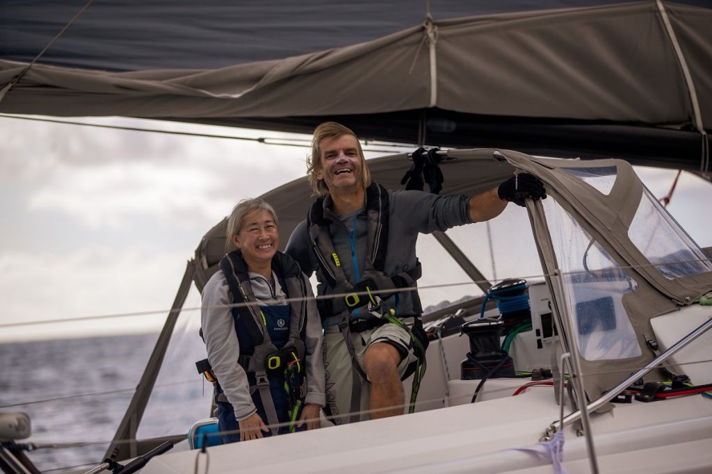 Approaching the halfway mark - Tim and Mayumi Knight, racing Pogo 12.50 Kai © James Mitchell/RORC