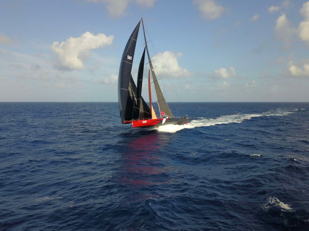 Mid-Atlantic drone captures the mighty Comanche en route to winning the 2022 RORC Transatlantic Race Trophy © Shannon Falcone @racingSF